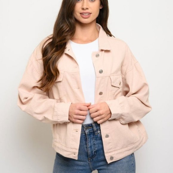 WOMEN'S BUTTON CLOSURE LONG SLEEVE DENIM JACKET pi - Picture 5 of 6